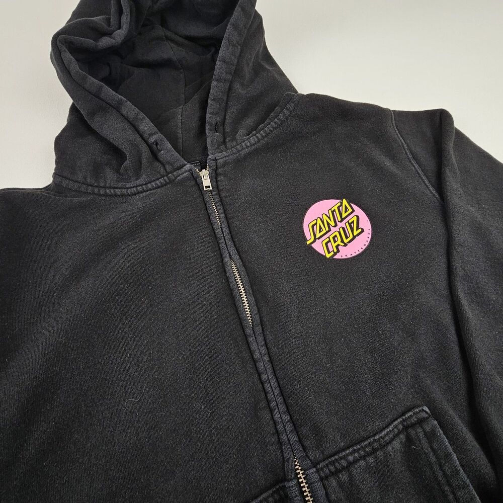 Santa Cruz Skateboards Hoodie Mens L Black Full Zip Classic Dot Skate Streetwear